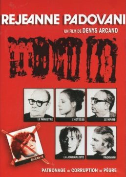 Film poster with bold red background