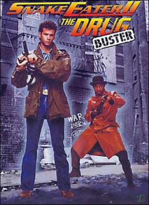 Action movie poster with two armed men