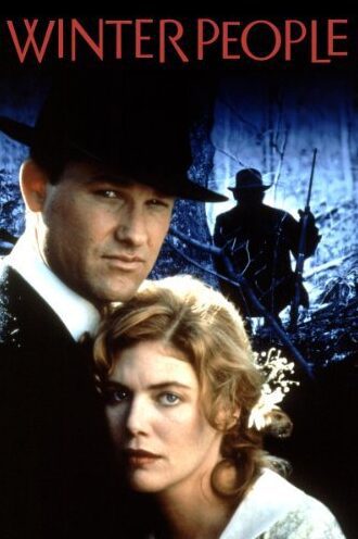 Couple in vintage clothing, winter background