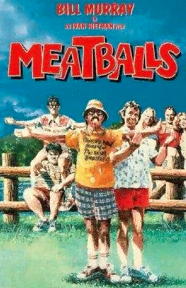 Retro camp-themed movie poster, "Meatballs