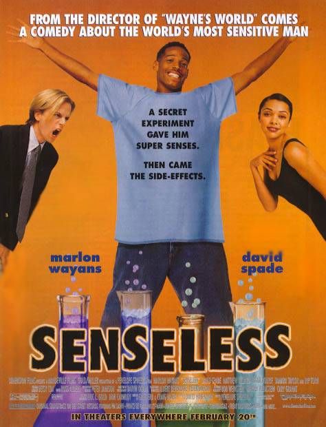 Senseless" film poster featuring three actors