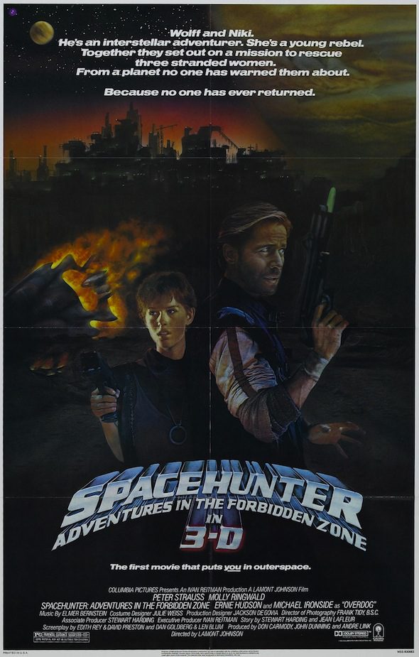 Retro sci-fi movie poster with two characters