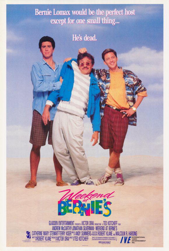 1980s comedy movie poster with three men.